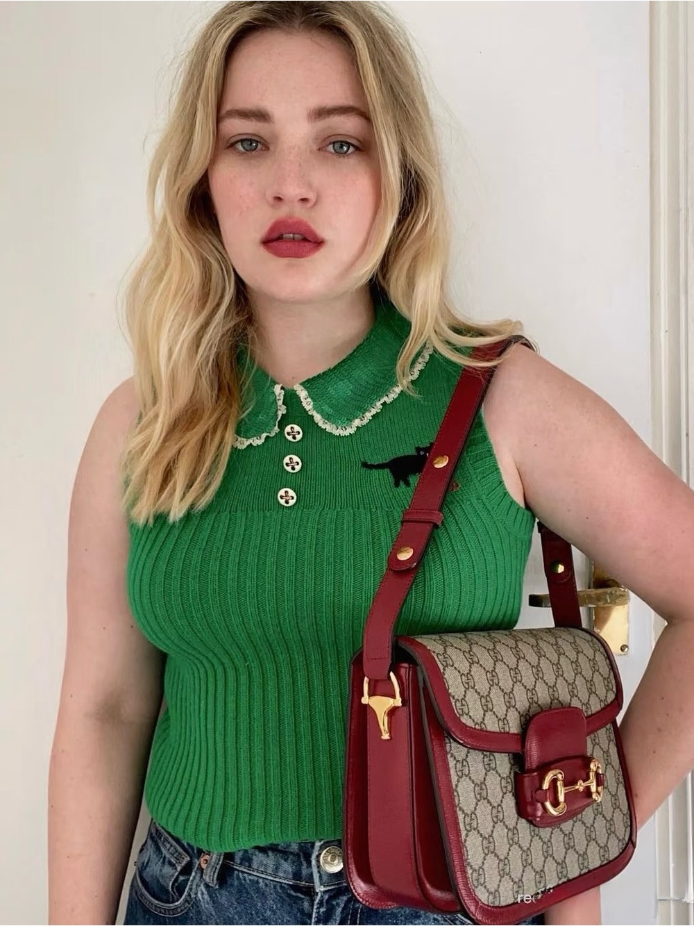 Authentic Gucci Horsebit 1955 Shoulder Bag GG Supreme Red Leather - Picture 16 of 16